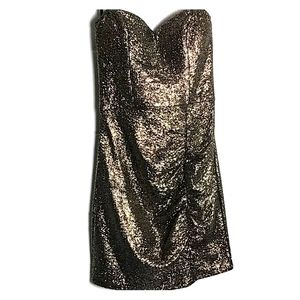 B. Smart Gold Sparkly Strapless Cocktail dress